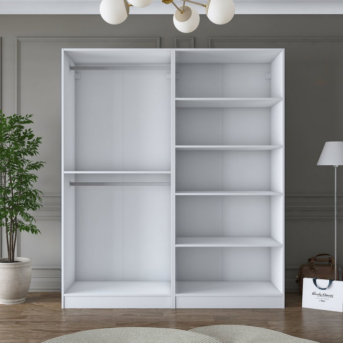 Hanah Home Armario Blanco con Estanterías Hanah Home Armario Blanco con Estanterías